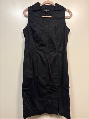 Brooks Brothers Black Sleeveless Collared Cotton Midi Dress 12